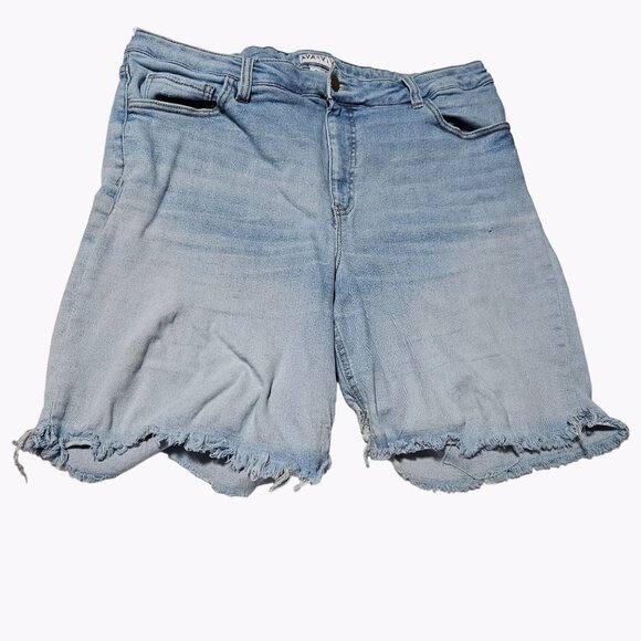 Ava Viv Jean Shorts Womens Plus Size 18W High Rise Light Wash Distressed Denim - Picture 1 of 6